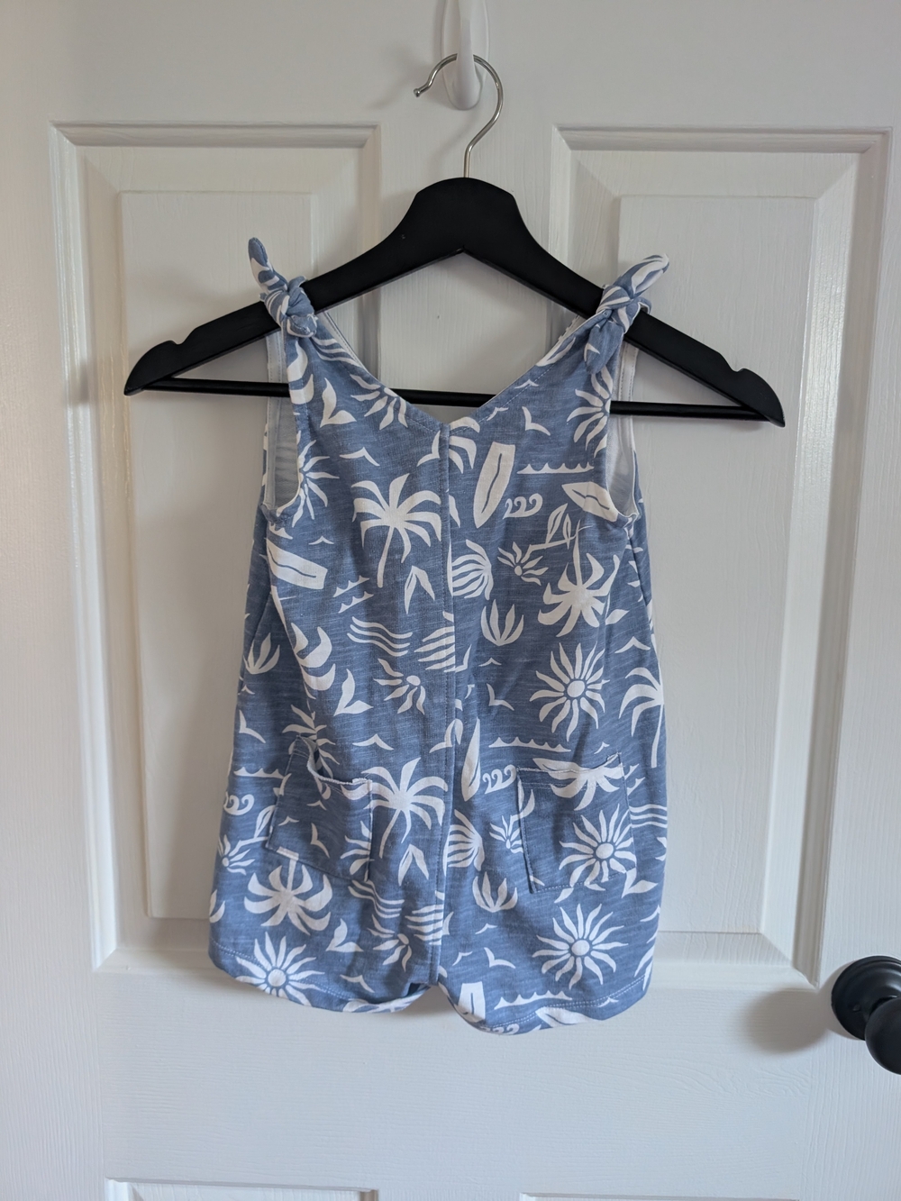 Grayson Mini Kids Blue Floral Palm Cotton Blend Romper Size 5t